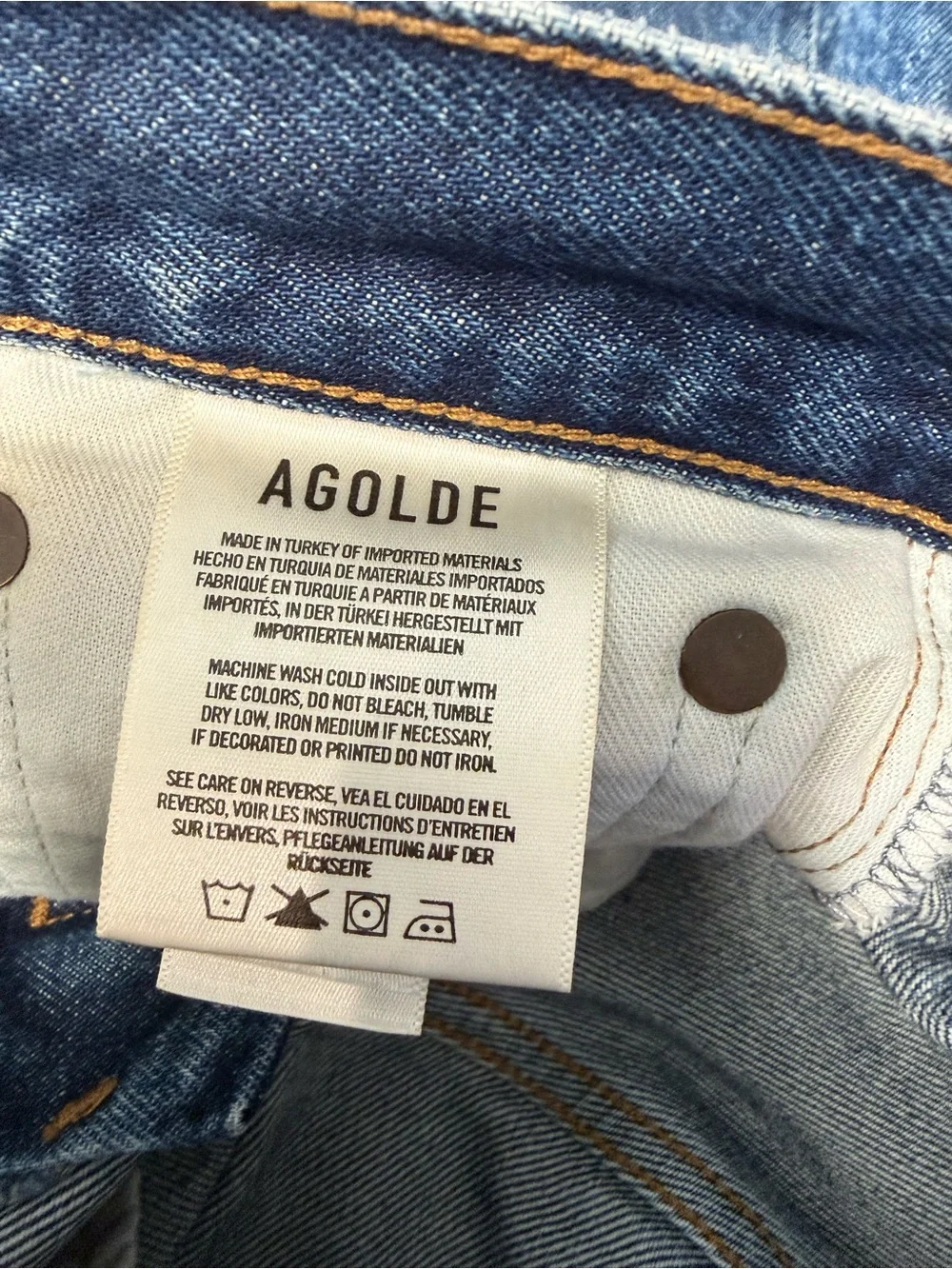 AGOLDE Parker Long High Rise Denim Shorts Organic Cotton Size 25